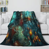 Mushroom House Blanket Flannel Throw Room Decoration
