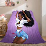 Black African Girl Flannel Blanket Throw Blanket