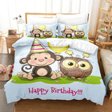 Hand-Painted Cartoon Owl Bedding Set Quilt Covers Without Filler
