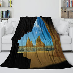 A Minecraft Movie Blanket Flannel Throw Room Decoration