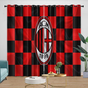 Associazione Calcio Milan Curtains Blackout Window Drapes Room Decoration