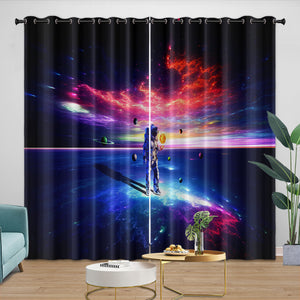 Astronaut Curtains Blackout Window Drapes Kids Room Decoration