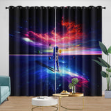 Astronaut Curtains Blackout Window Drapes Kids Room Decoration
