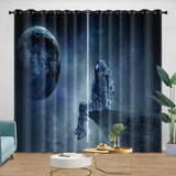Astronaut Curtains Blackout Window Drapes Kids Room Decoration