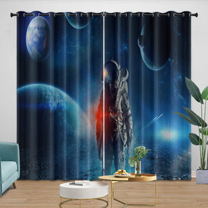 Astronaut Curtains Blackout Window Drapes Room Decoration