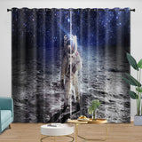 Astronaut Curtains Blackout Window Drapes Room Decoration