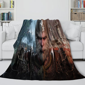 Black Myth Wukong Blanket Flannel Fleece Throw Room Decoration