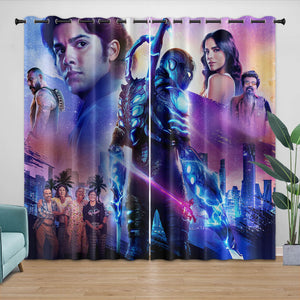 Blue Beetle Curtains Pattern Blackout Window Drapes