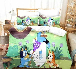 Bluey Bedding Set Pattern Kids Quilt Cover Without Filler