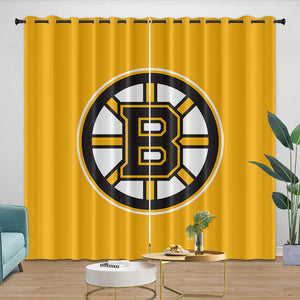 Boston Bruins Curtains Pattern Blackout Window Drapes Room Decoration