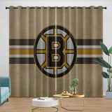 Boston Bruins Curtains Pattern Blackout Window Drapes Room Decoration