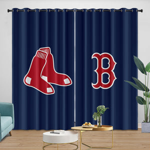 Boston Red Sox Curtains Blackout Window Drapes Room Decoration