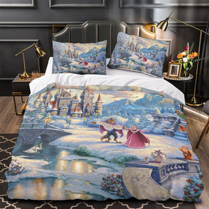 Cartoon Beauty and the Beast Bedding Set Quilt Duvet Cover Without Filler