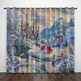 Cartoon Beauty and the Beast Curtains Pattern Blackout Window Drapes