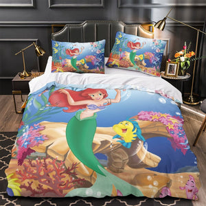 Cartoon The Little Mermaid Ariel Bedding Set Quilt Duvet Cover Without Filler