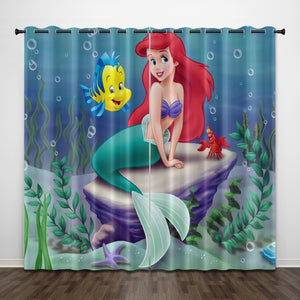 Cartoon The Little Mermaid Curtains Pattern Blackout Window Drapes