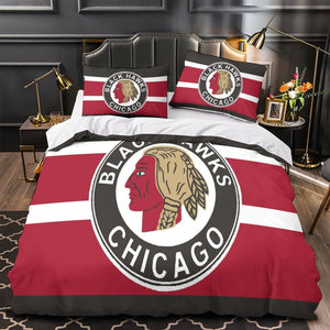 Chicago Blackhawks Bedding Set Quilt Duvet Cover Without Filler