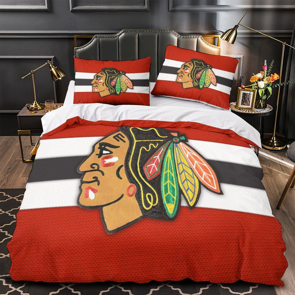 Chicago Blackhawks Bedding Set Quilt Duvet Cover Without Filler