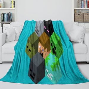 Game Pattern Minecraft Blanket Flannel Throw Room Decoration