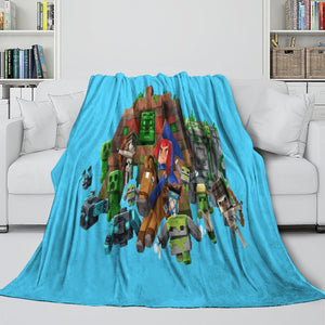 Game Pattern Minecraft Blanket Flannel Throw Room Decoration