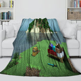Game Pattern Minecraft Blanket Flannel Throw Room Decoration