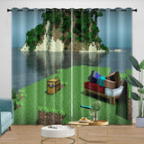 Game Pattern Minecraft Curtains Blackout Window Drapes Room Decoration