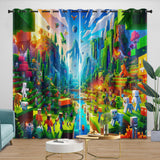 Game Pattern Minecraft Curtains Blackout Window Drapes Room Decoration