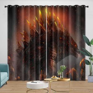 Godzilla Curtains Blackout Window Drapes Room Decoration