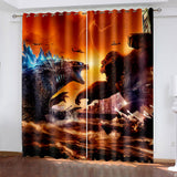 Godzilla Curtains Pattern Blackout Window Drapes