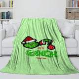 Grinch Blanket Pattern Flannel Throw Kids Room Decoration