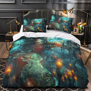 Mushroom House Bedding Set Quilt Cover Room Decoration