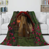 Mushroom House Blanket Flannel Throw Room Decoration