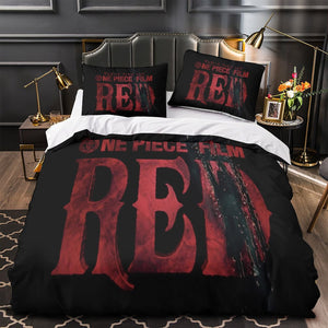 One Piece Film Red Bedding Set Kids Quilt Duvet Cover Without Filler