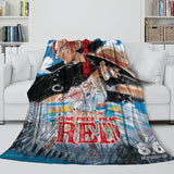 One Piece Film Red Blanket Pattern Flannel Throw Room Decoration