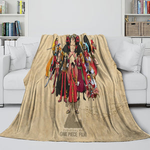 One Piece Film Red Blanket Pattern Flannel Throw Room Decoration