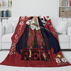One Piece Film Red Blanket Pattern Flannel Throw Room Decoration