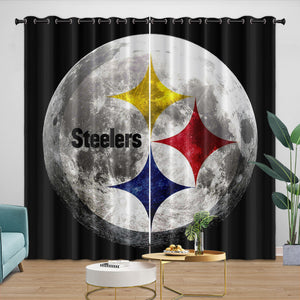 Pittsburgh Steelers Curtains Blackout Window Drapes Room Decoration