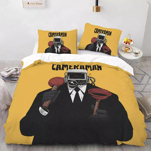 Skibidi Toilet Bedding Set Pattern Quilt Cover Without Filler