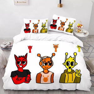 Sprunki Oren Wenda Bedding Set Pattern Kids Quilt Cover Without Filler