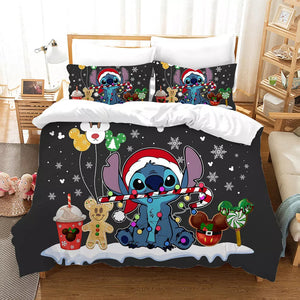 Stitch Christmas Bedding Set Pattern Kids Quilt Cover Without Filler