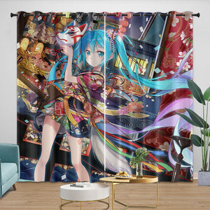 Vocaloid Miku Hatsune Curtains Blackout Window Drapes