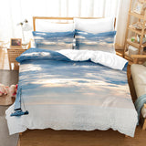 3-Piece Ocean Bedding Set Duvet Cover Set Blue Sea Starfish Bed Sheets - EBuycos