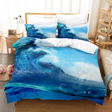 3-Piece Ocean Bedding Set Duvet Cover Set Blue Sea Starfish Bed Sheets - EBuycos