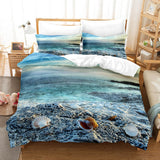 3-Piece Ocean Bedding Set Duvet Cover Set Blue Sea Starfish Bed Sheets - EBuycos
