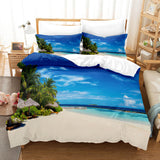 3-Piece Ocean Bedding Set Duvet Cover Set Blue Sea Starfish Bed Sheets - EBuycos