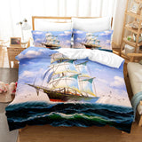 3-Piece Ocean Bedding Set Duvet Cover Set Blue Sea Starfish Bed Sheets - EBuycos