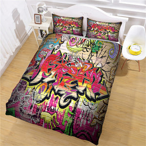 Cafe Hip Hop Street Graffiti Bedding Set Quilt Cover Without Filler