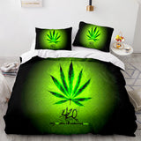 420 weed plant 3 Piece Comforter Bedding Sets Duvet Cover Bed Sheets - EBuycos
