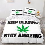 420 weed plant 3 Piece Comforter Bedding Sets Duvet Cover Bed Sheets - EBuycos