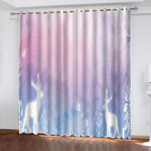 Animal Deer Curtains Pattern Blackout Window Drapes